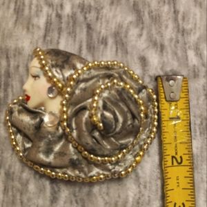 Homemade fancy lady brooch